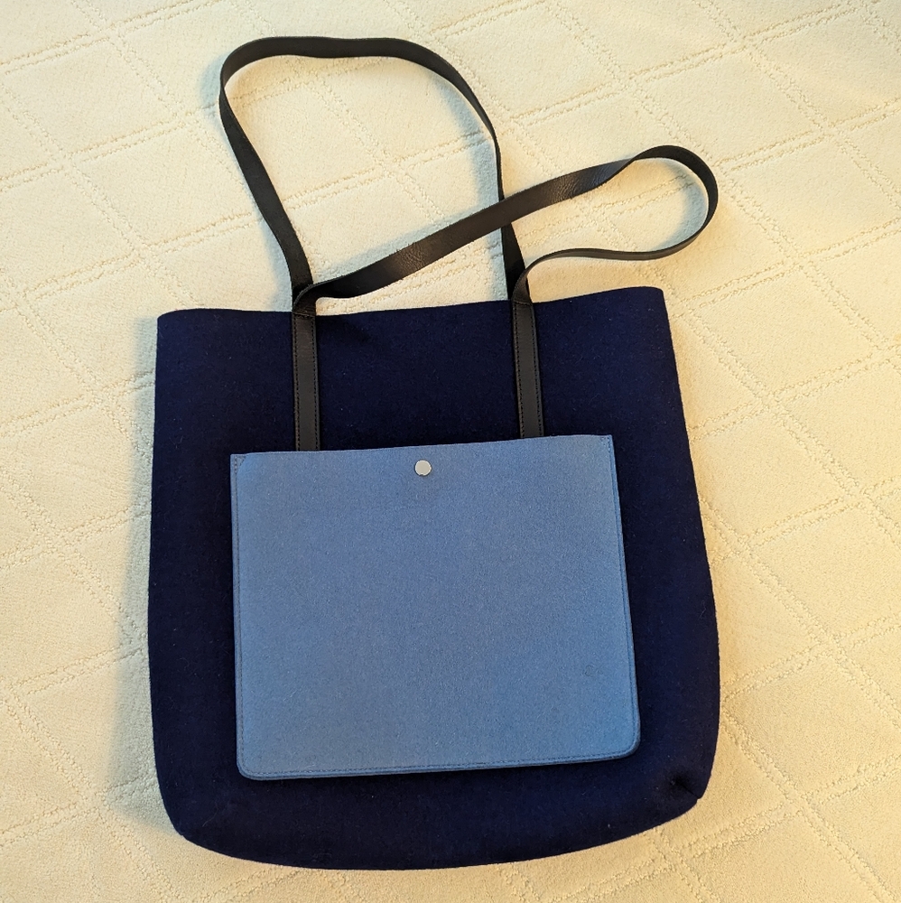 Navy and Light Blue Graf Lantz Felt Tote